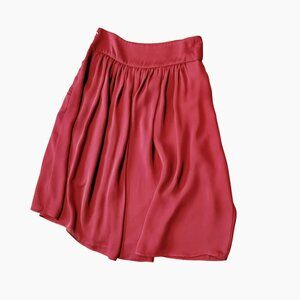 Ann Taylor Womens Red Pleated Chiffon Skirt, Size 4, Lightweight, Pockets, Lined